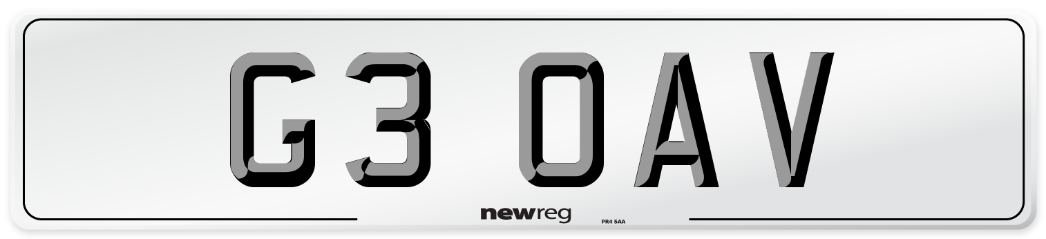 G3 OAV Number Plate from New Reg